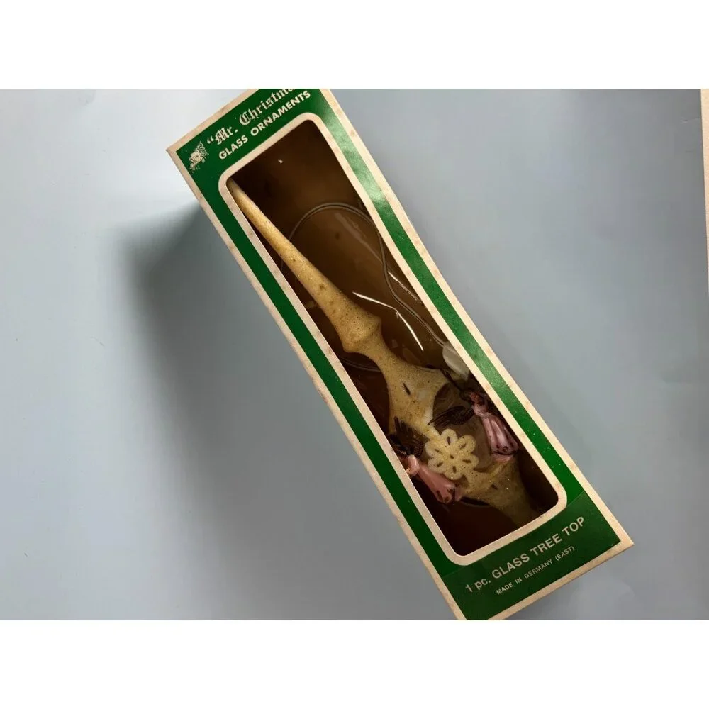 Vintage Celluloid Flocked Angel Christmas Tree Topper Lighted Germany 12